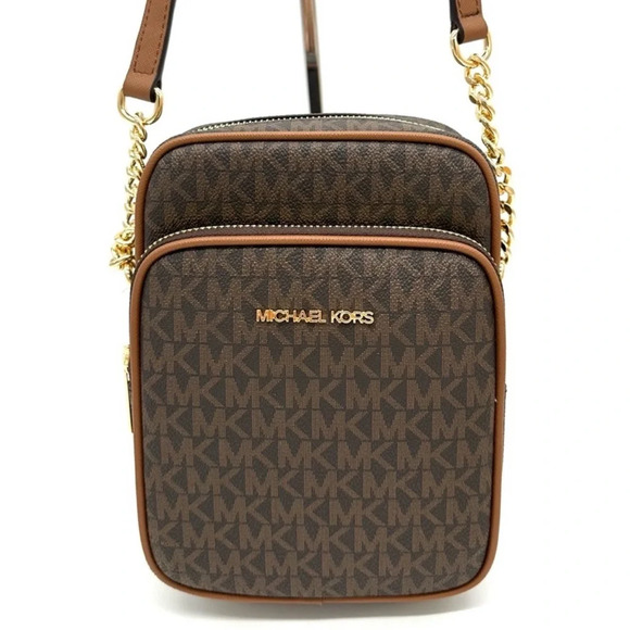 Michael Kors Medium NS Chain Xbody Bag Brown/Gold - Picture 1 of 10